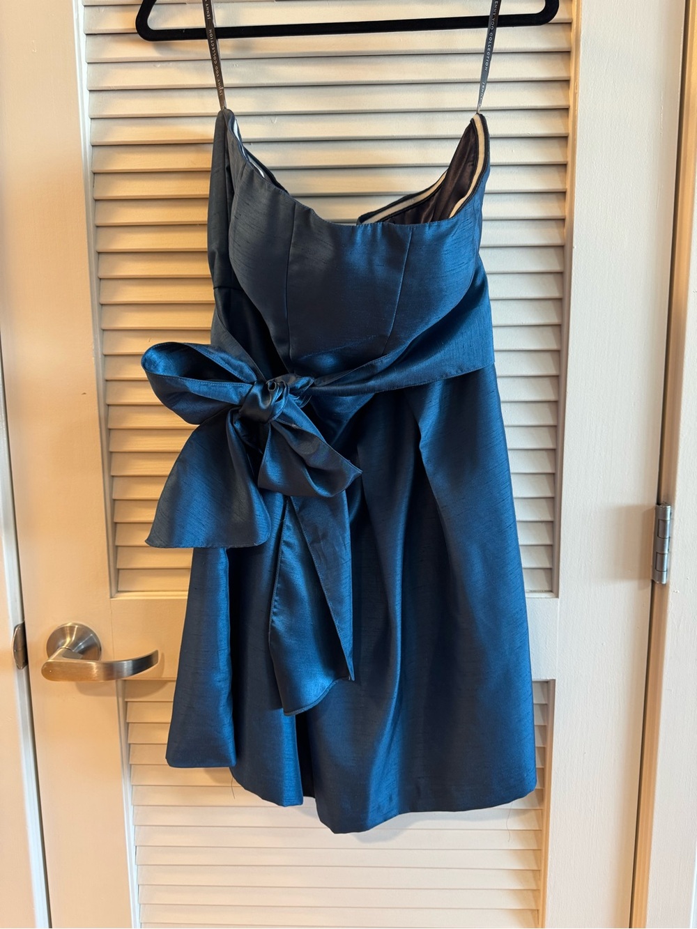 Jenny Yoo Blue Strapless Cocktail/Bridesmaid Dress with Bow Accent
